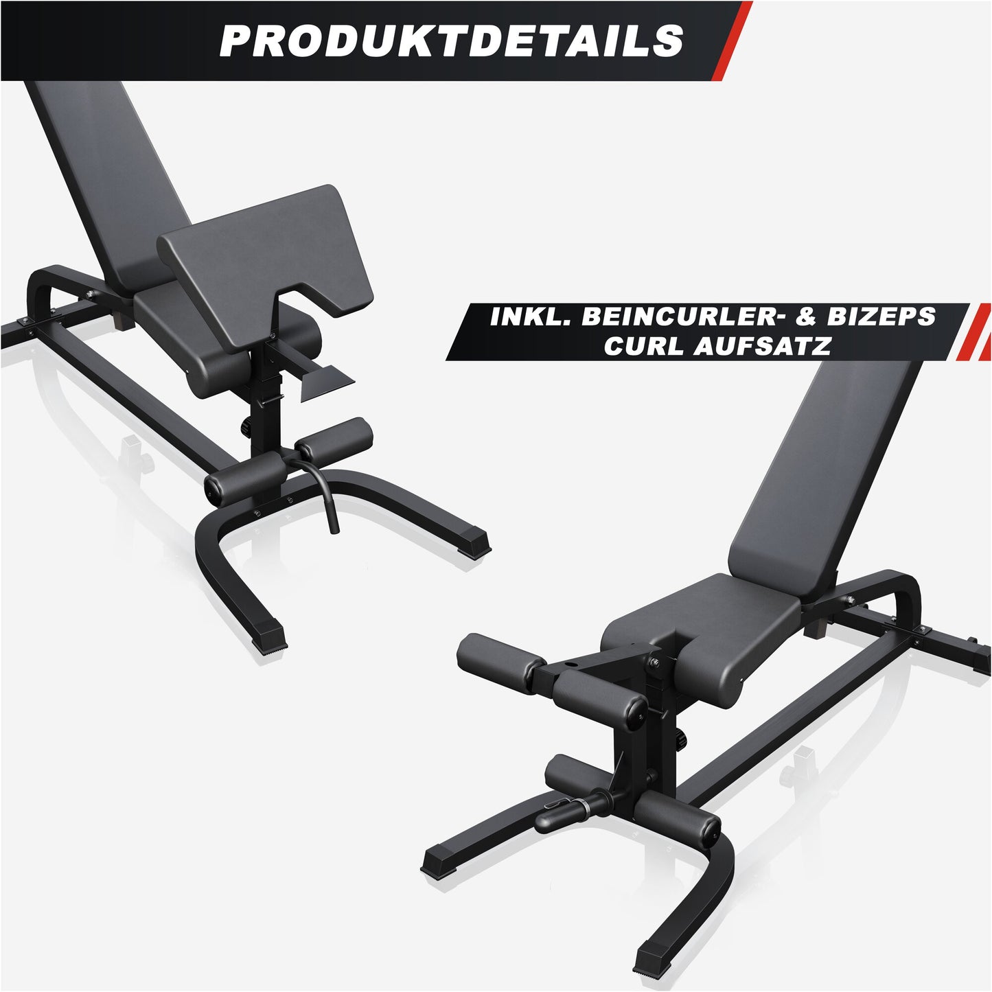 Verstellbare Schrägbank inkl. Beinstrecker und Curlpult