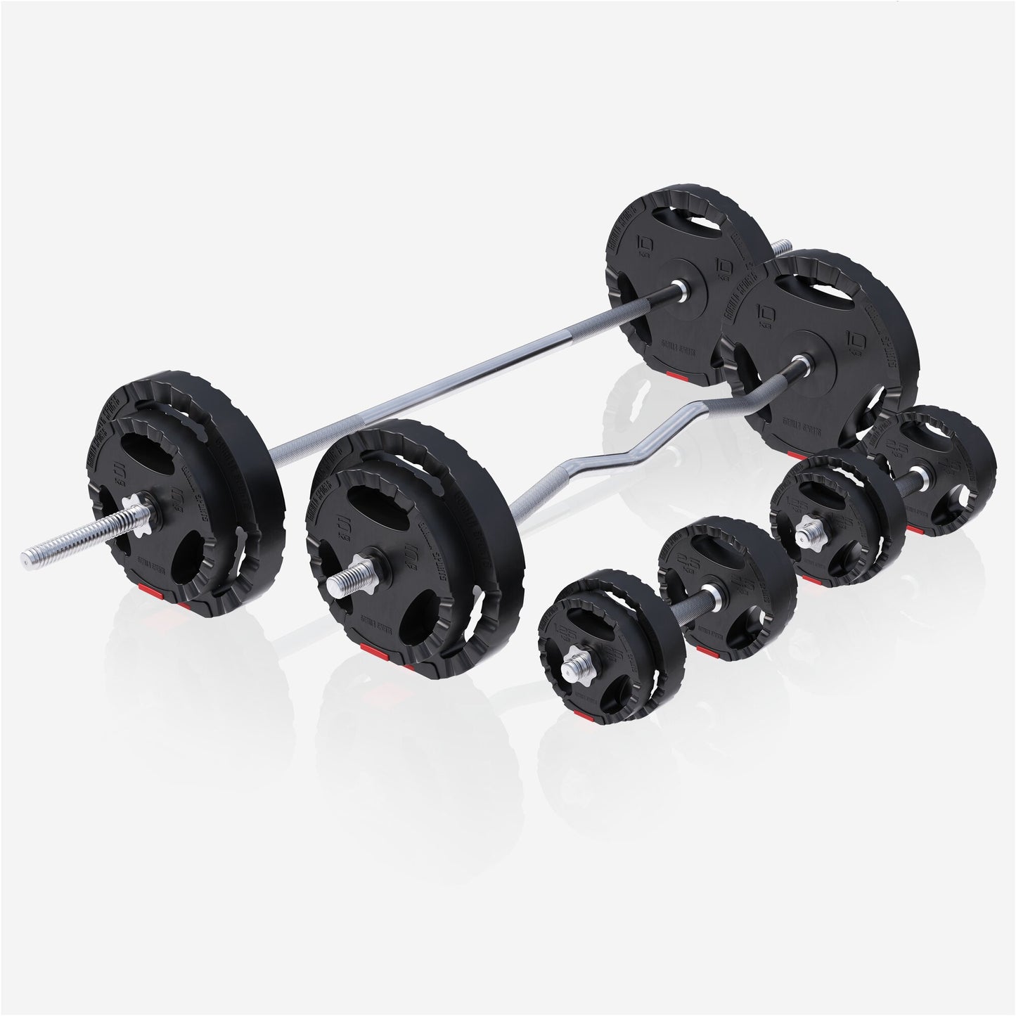 Schrägbank mit Squat Rack inkl, Langhantel Set 75 kg