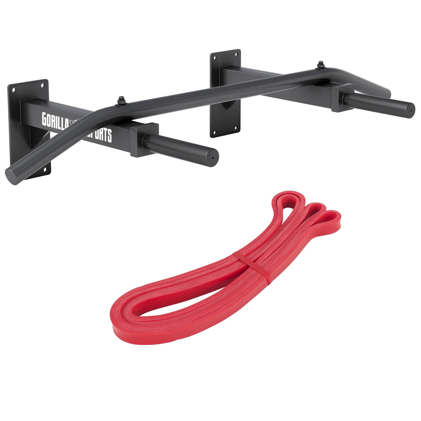 Klimmzugset (Klimmzugstange + Resistance Band) weiß und schwarz - Gorilla Sports DE