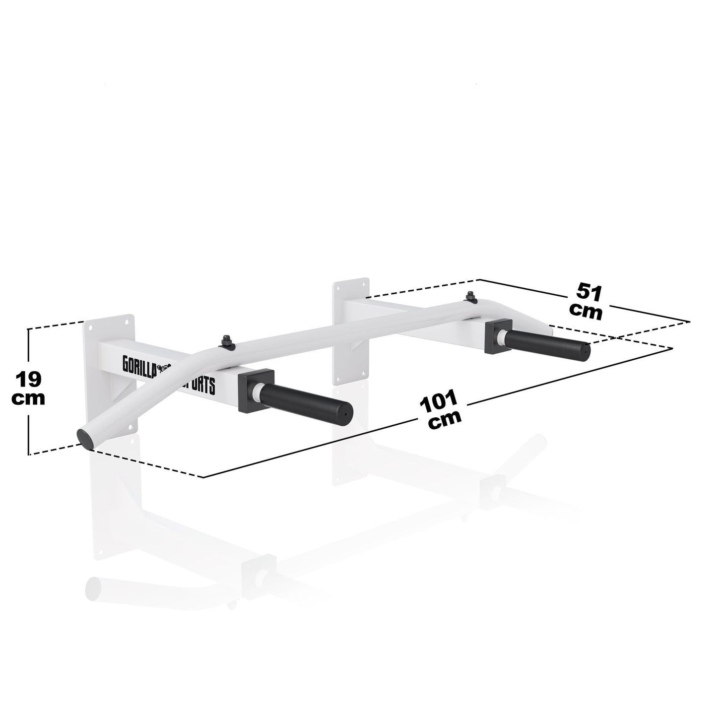Klimmzugset (Klimmzugstange + Resistance Band) weiß und schwarz - Gorilla Sports DE