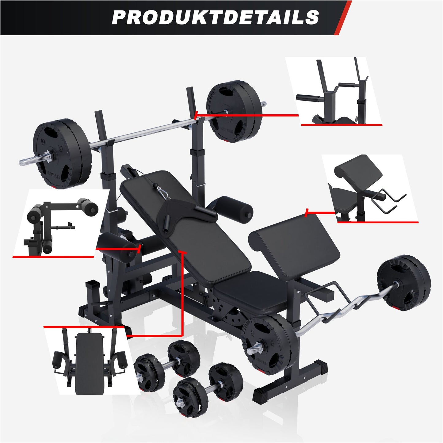 Kraftstation Universal inkl. Hantelset Kunststoff Gripper 100 kg