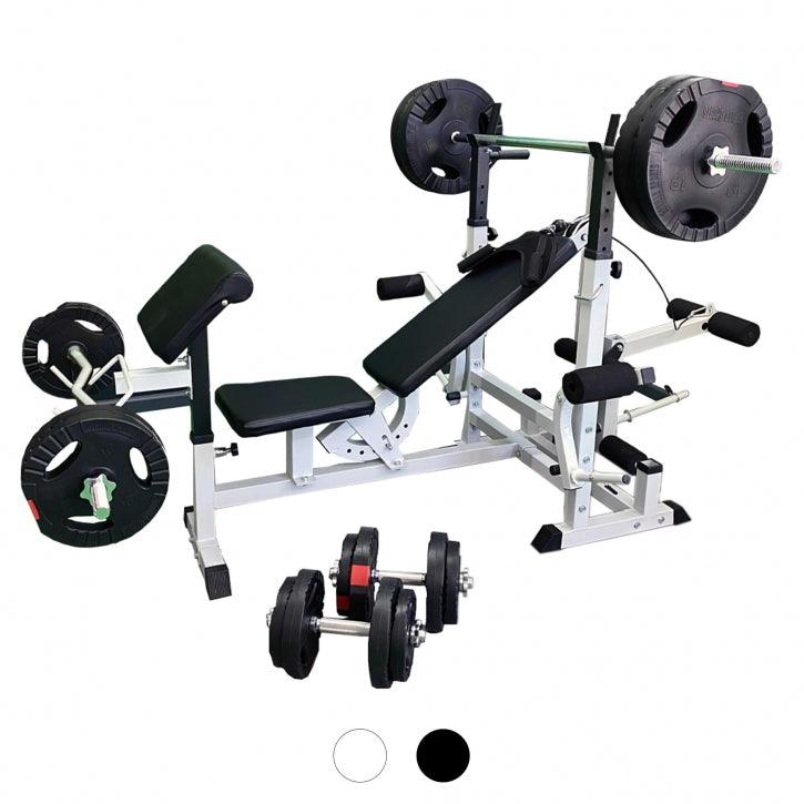 Gorilla Sports Weight Bench With 100kg Vinyl Complete Weight Set