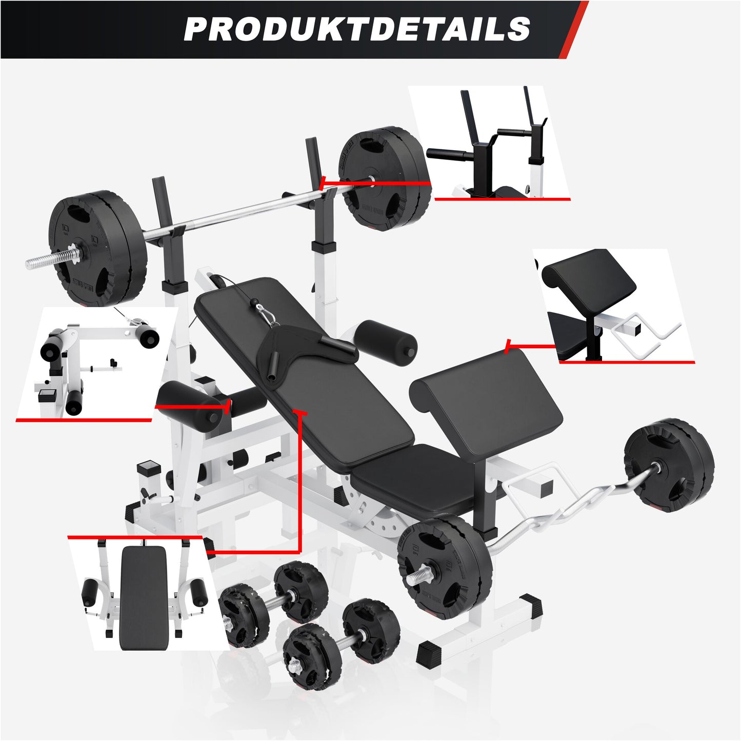 Kraftstation Universal inkl. Hantelset Kunststoff Gripper 100 kg