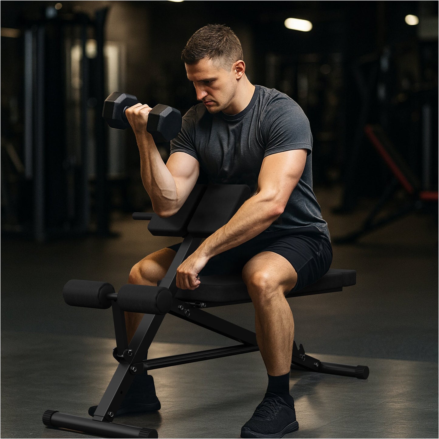 Hantelbank mit Hyperextension - Verstellbar