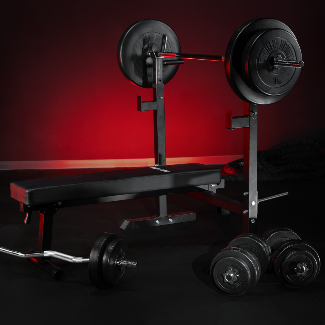 Hantelbank mit Ablage in Schwarz - Gorilla Sports DE