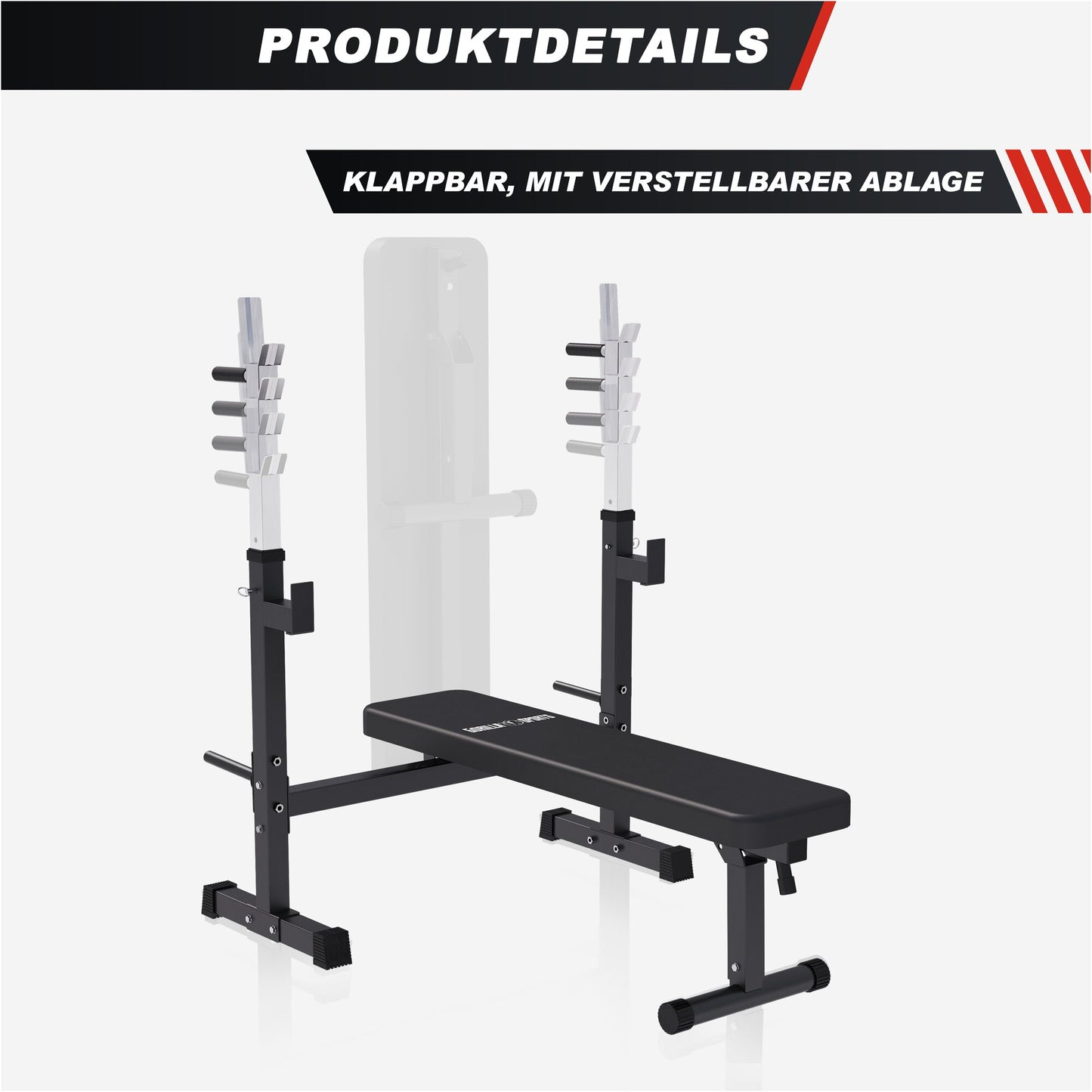 Hantelbank mit Ablage in Schwarz - Gorilla Sports DE