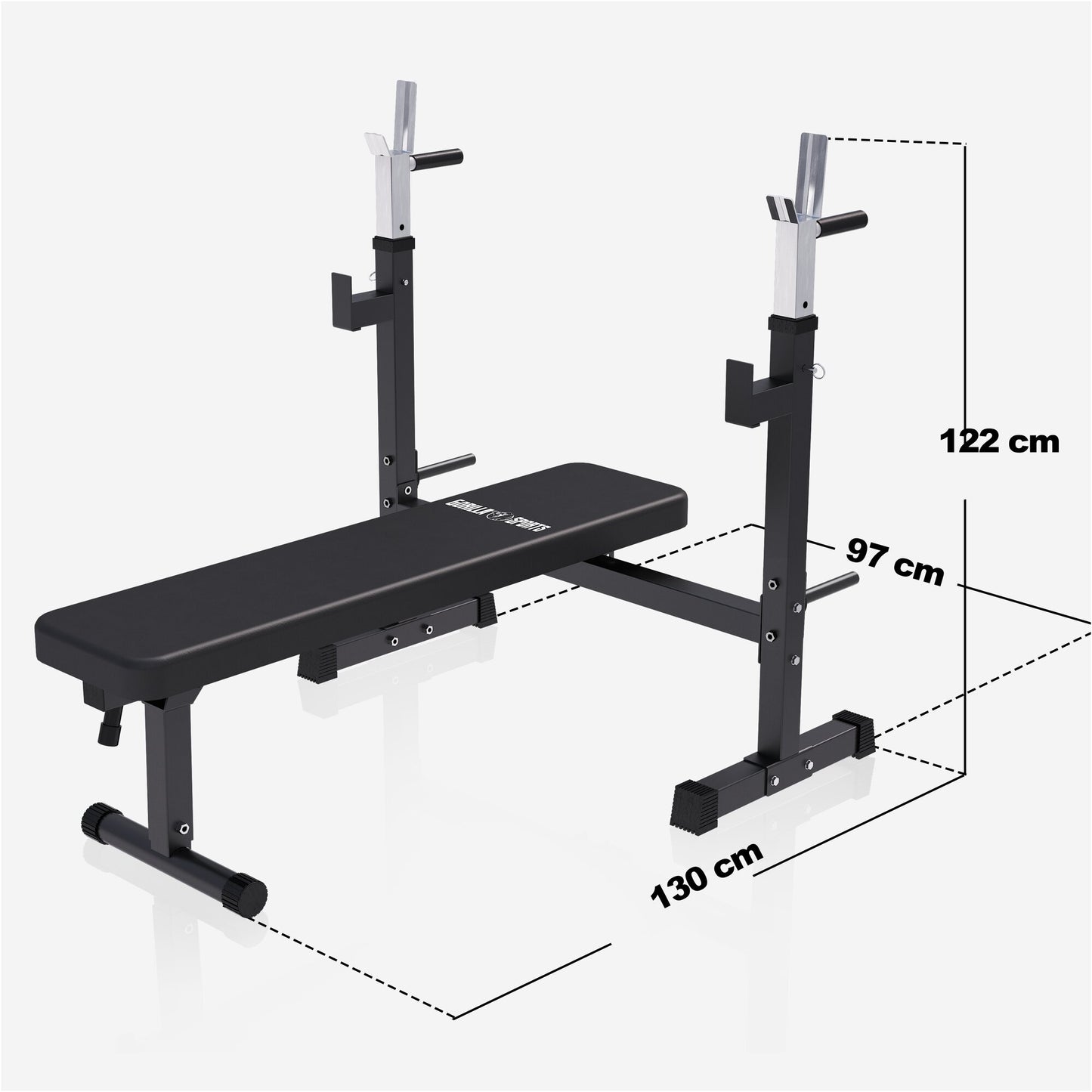Hantelbank mit Ablage in Schwarz - Gorilla Sports DE