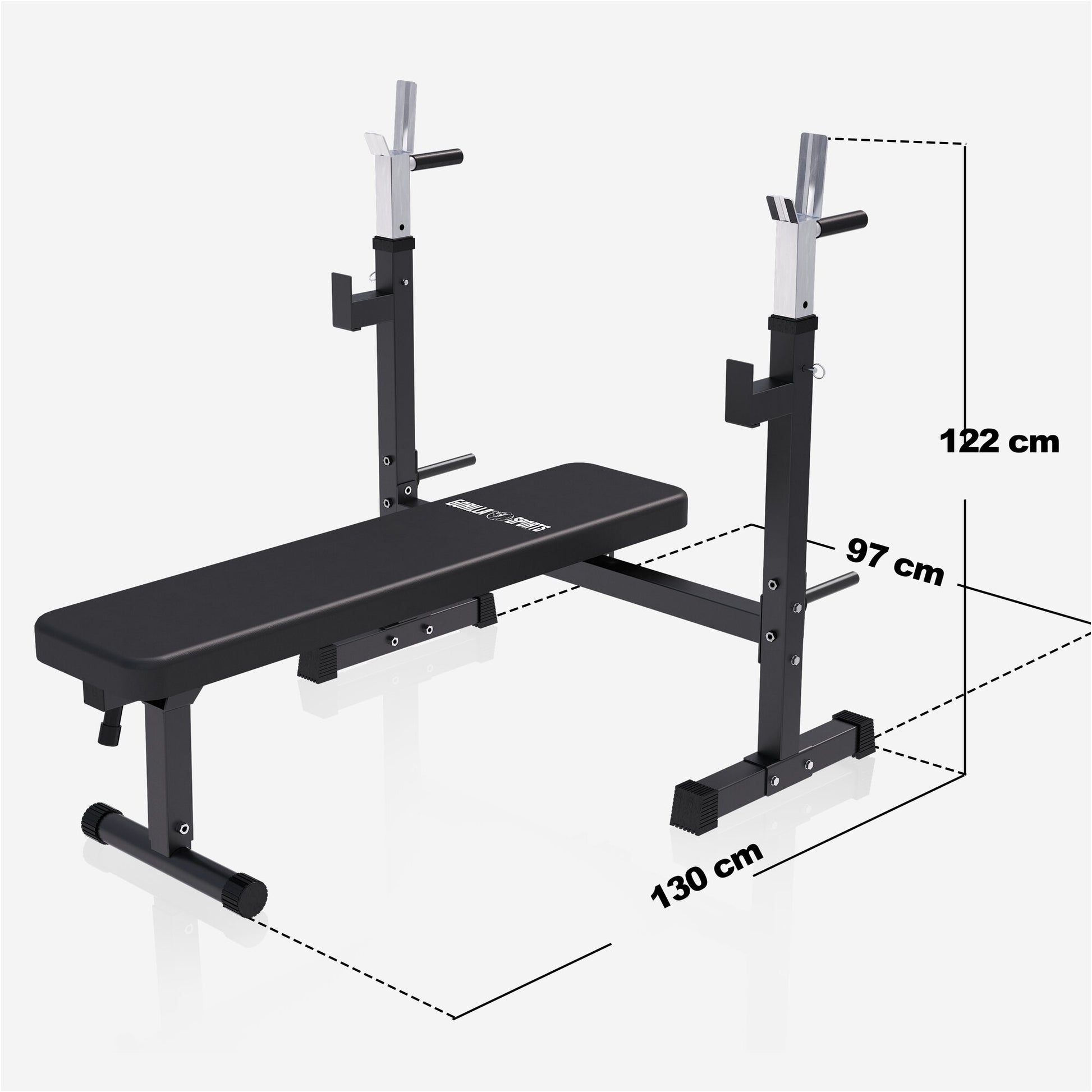 Hantelbank mit Ablage in Schwarz - Gorilla Sports DE