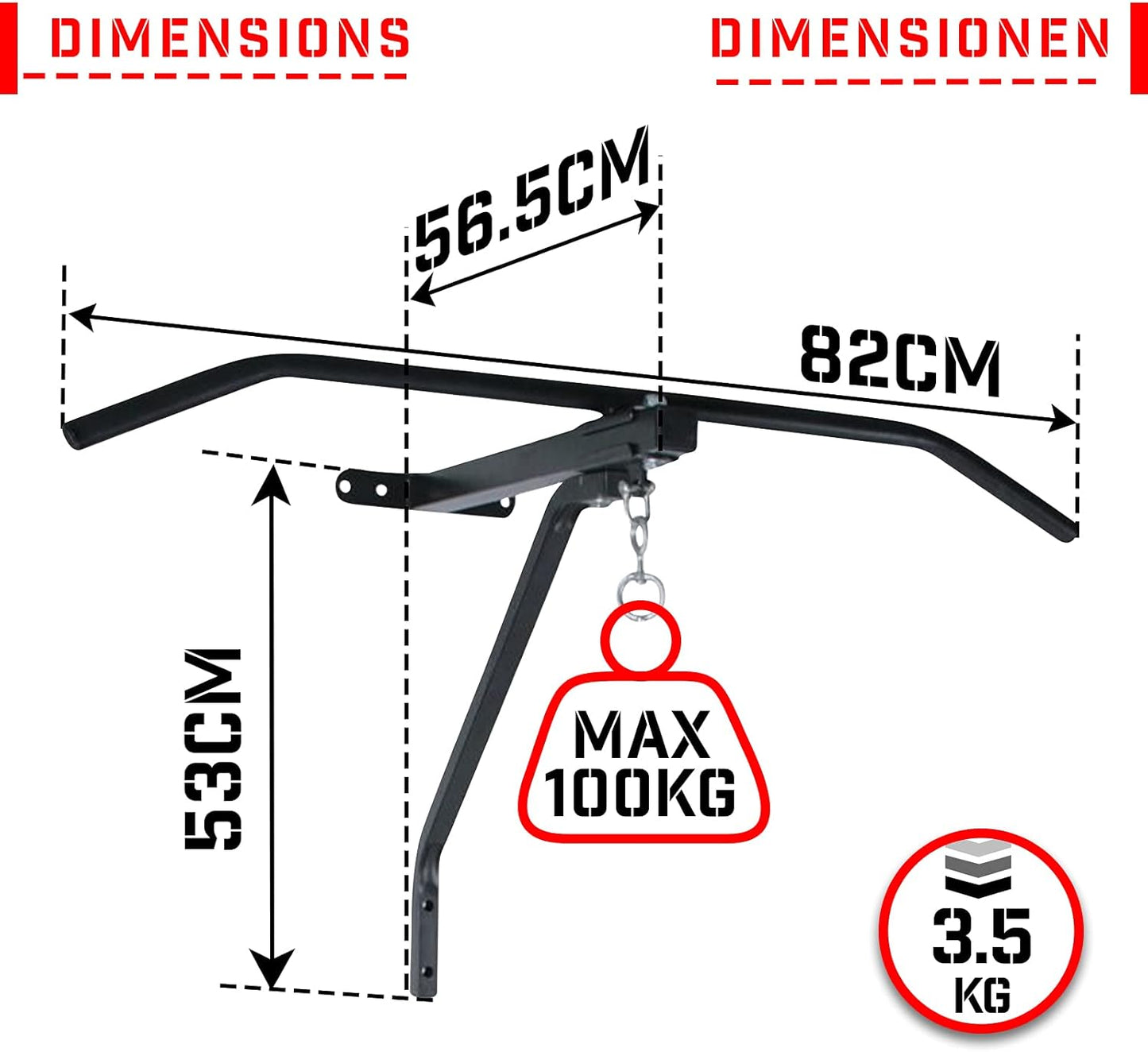 Klimmzugstange mit Boxsack Wandhalterung