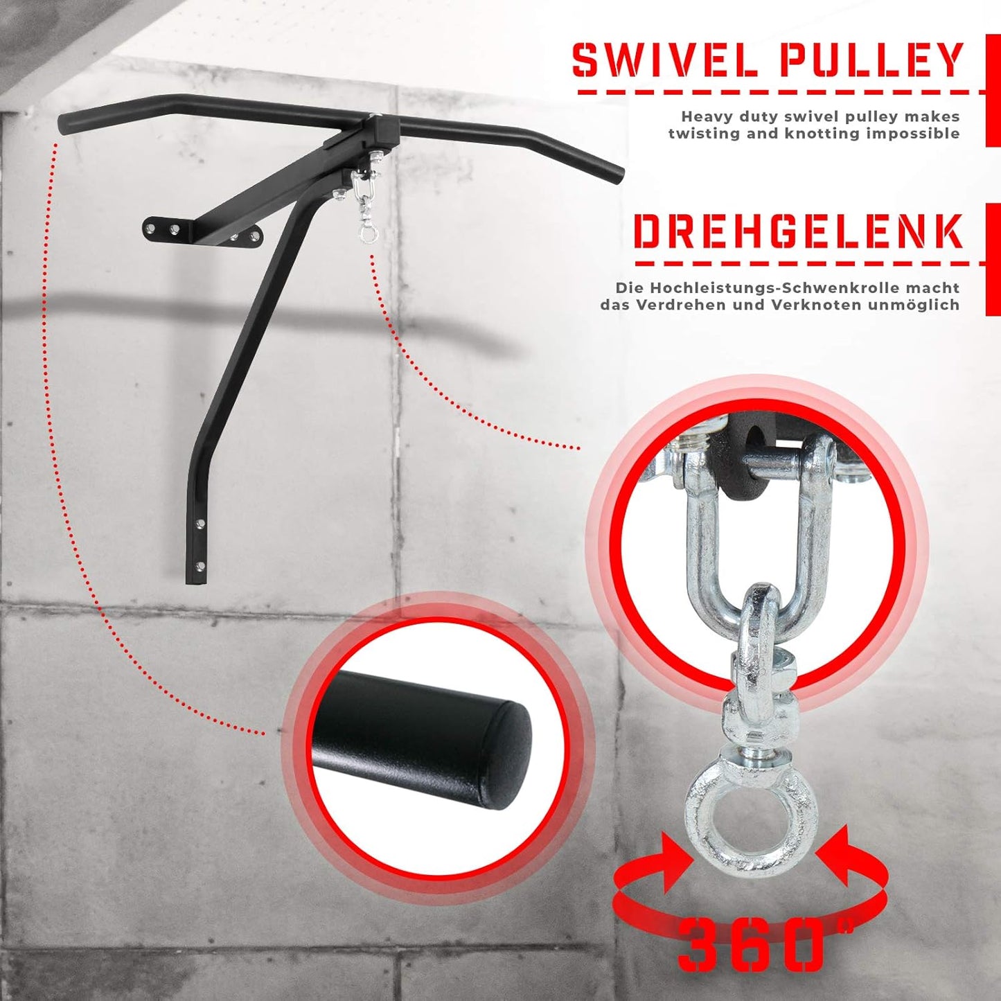 Klimmzugstange mit Boxsack Wandhalterung