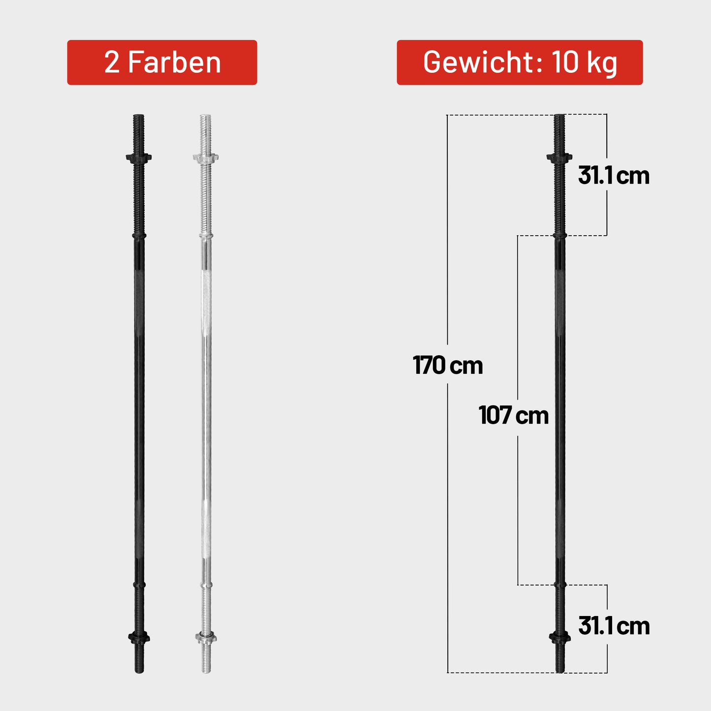 Langhantel 170 cm mit Sternverschlüssen