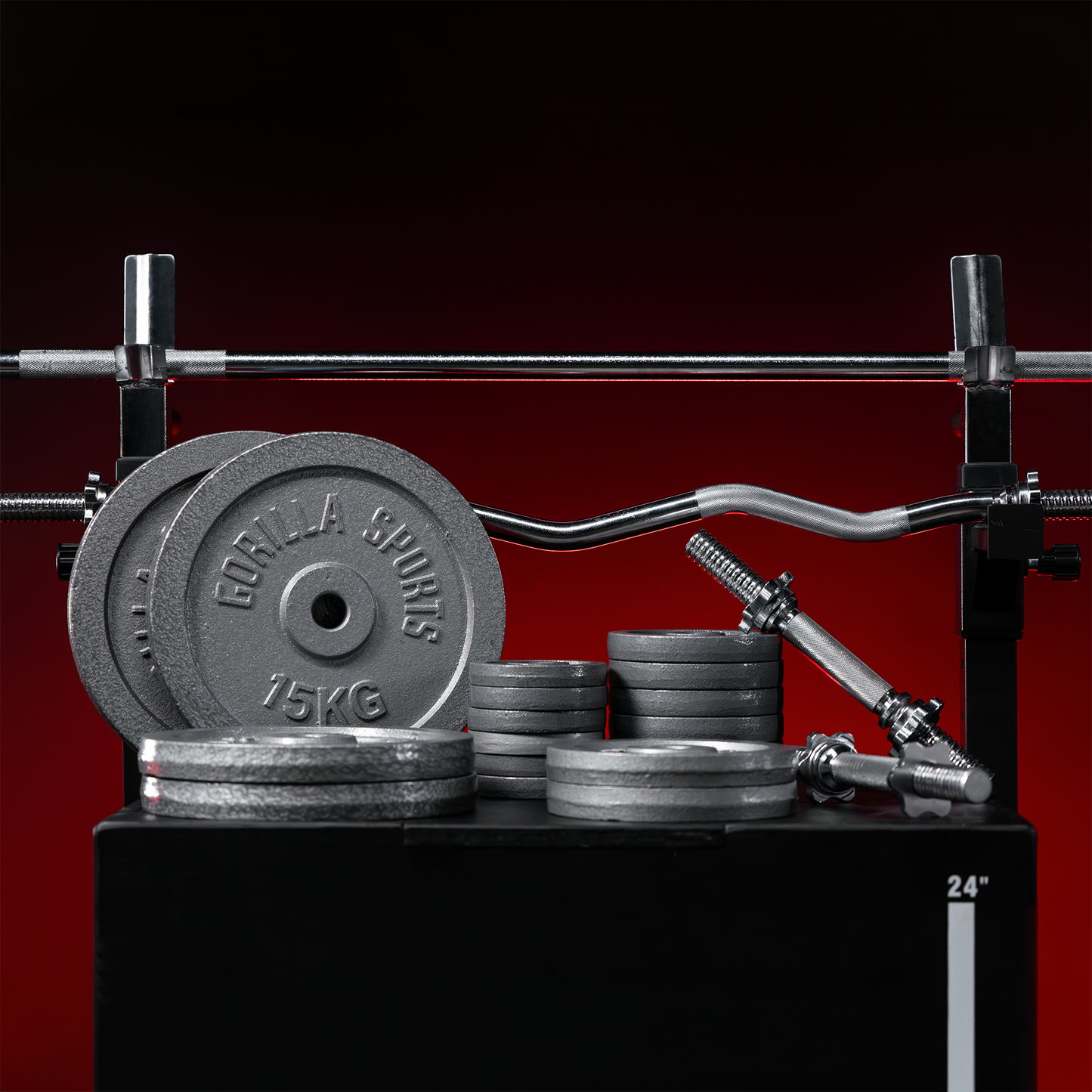 Langhantel Set Gusseisen 108 kg mit Verschlüssen