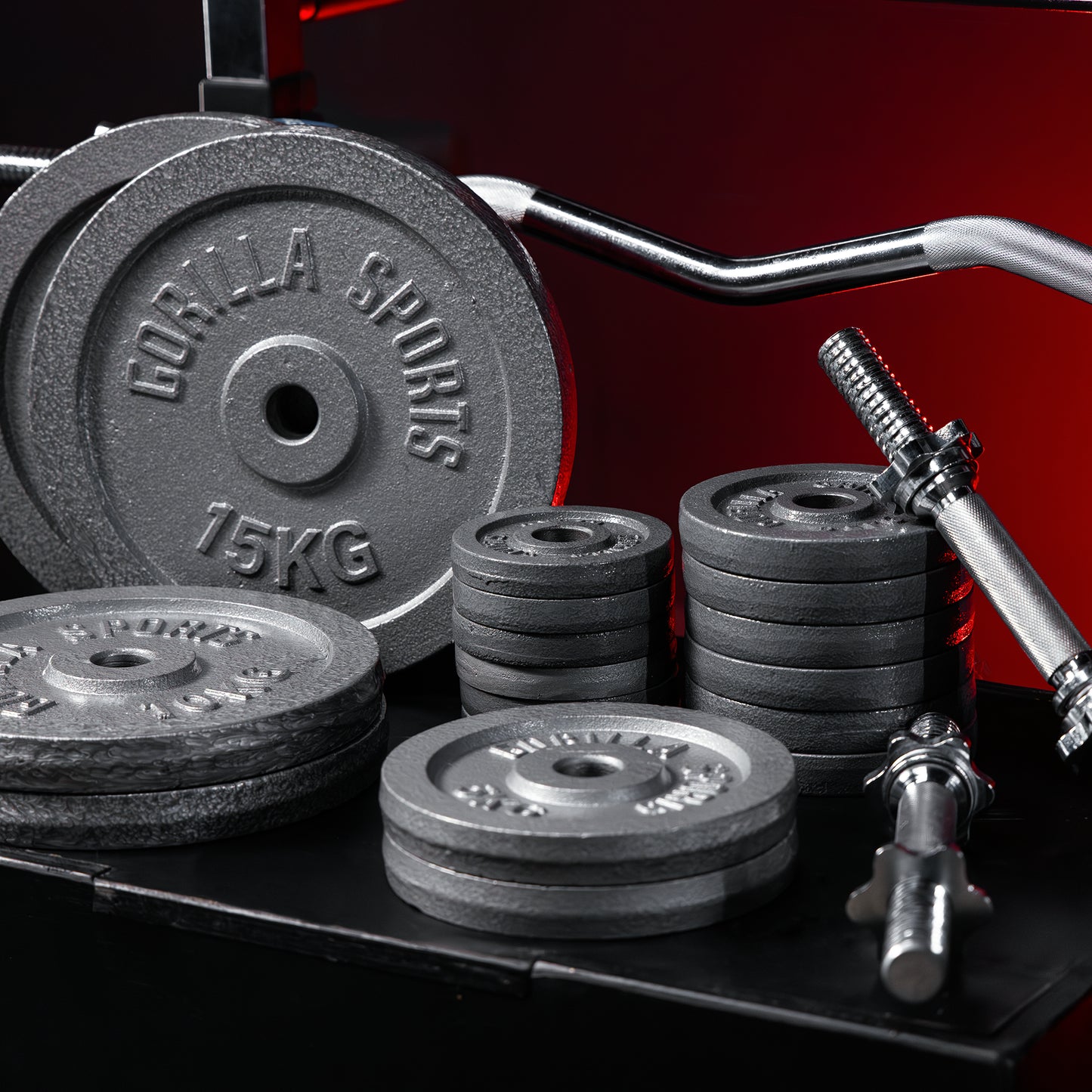 Langhantel Set Gusseisen 108 kg mit Verschlüssen