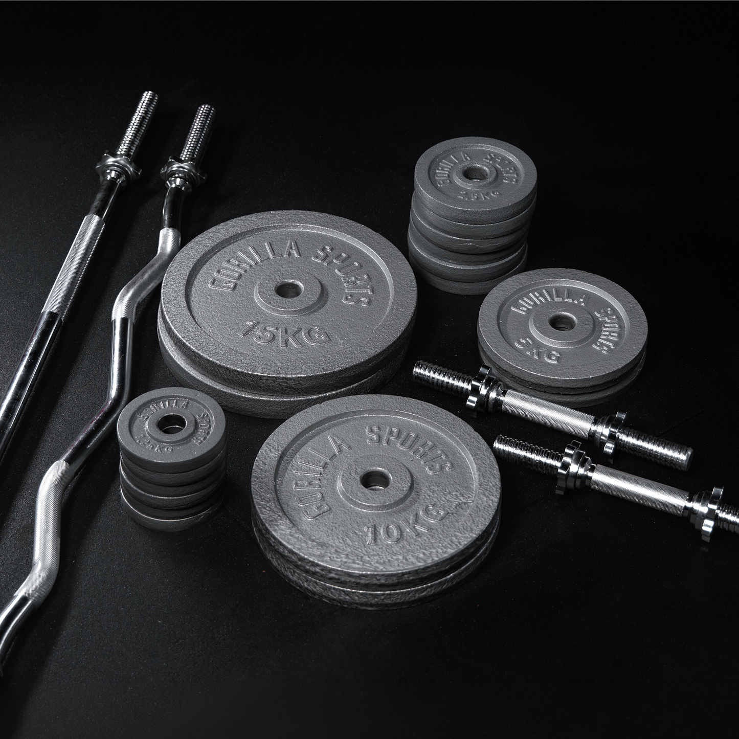 Langhantel Set Gusseisen 108 kg mit Verschlüssen