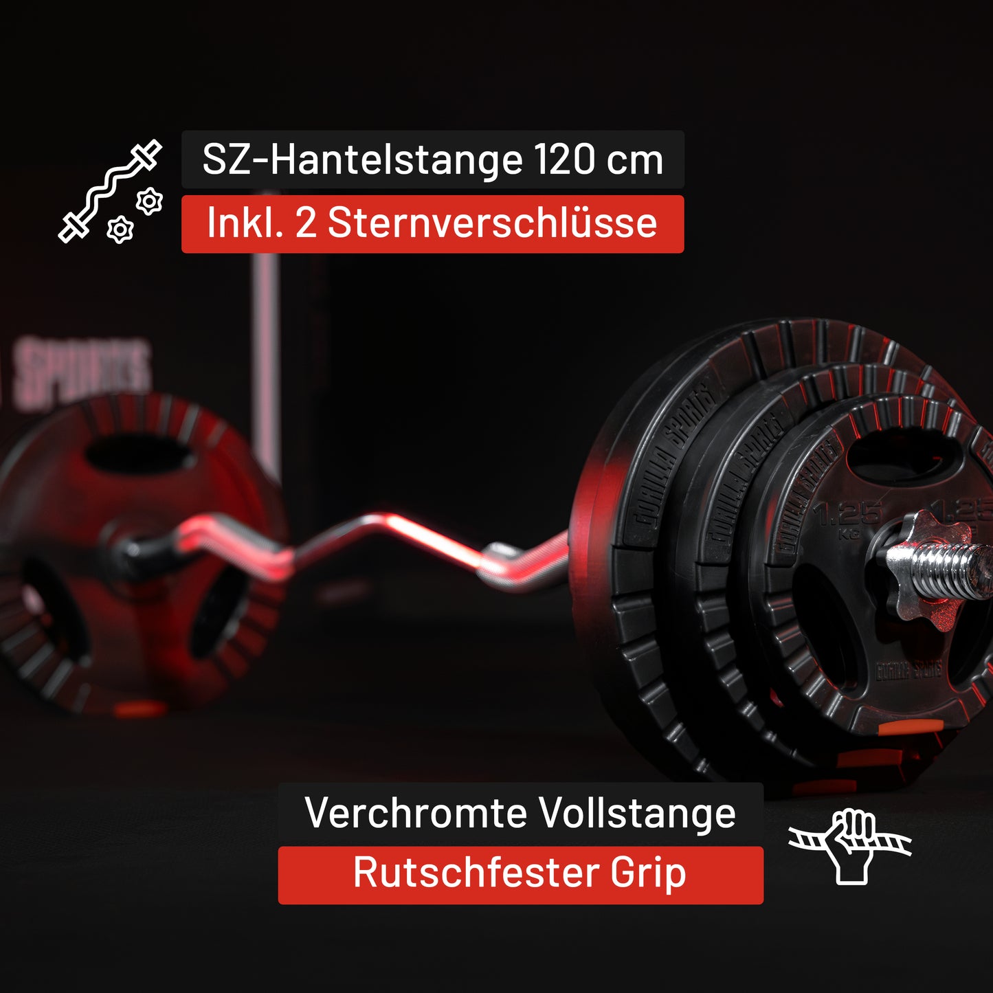 SZ-Hantelstange 120 cm mit Sternverschlüssen