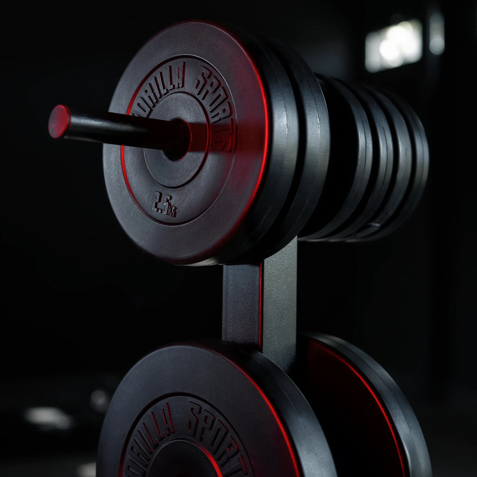 Hantelscheibenständer mit 3 Stangen 30/31 mm Schwarz/Weiß - Gorilla Sports DE