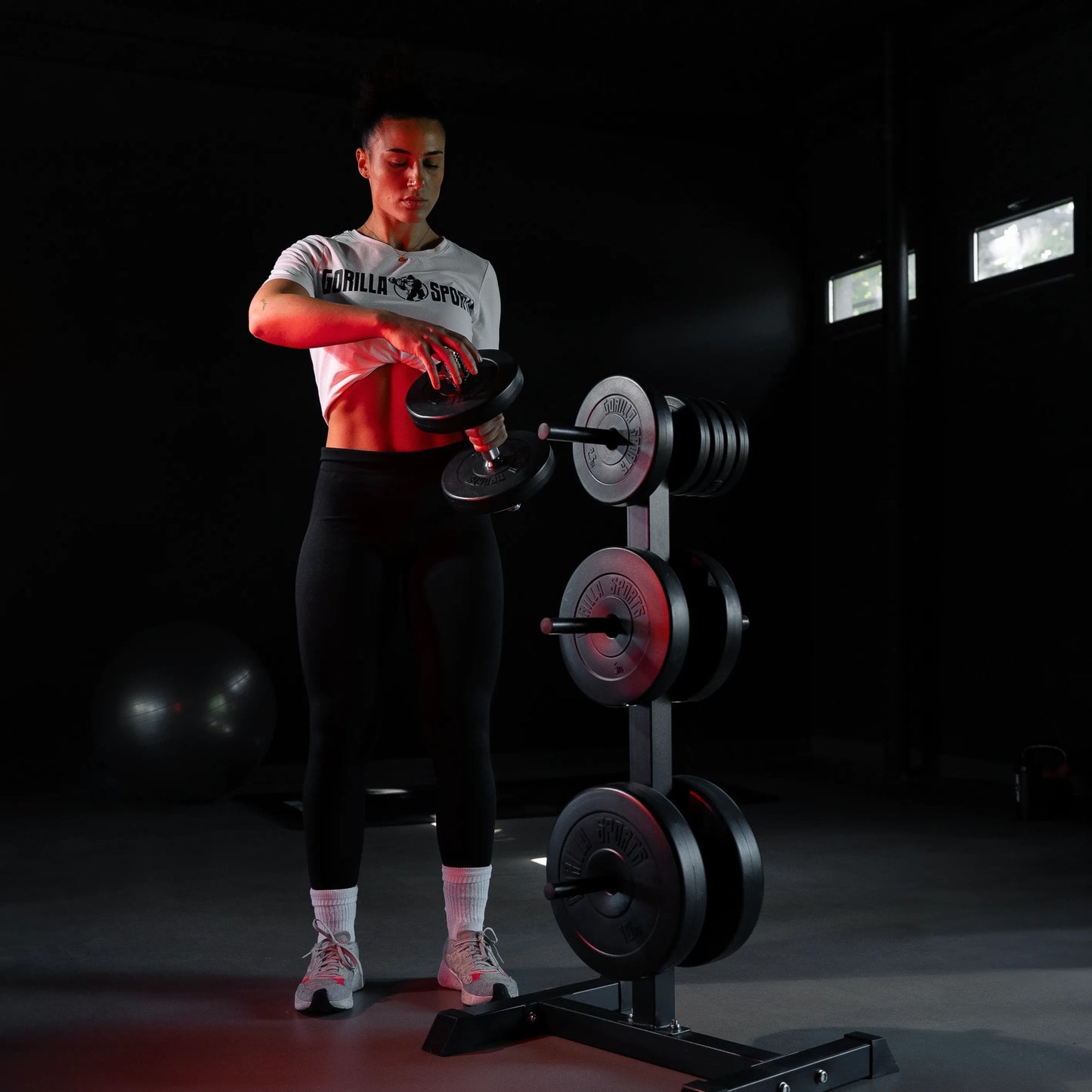 Hantelscheibenständer mit 3 Stangen 30/31 mm Schwarz/Weiß - Gorilla Sports DE