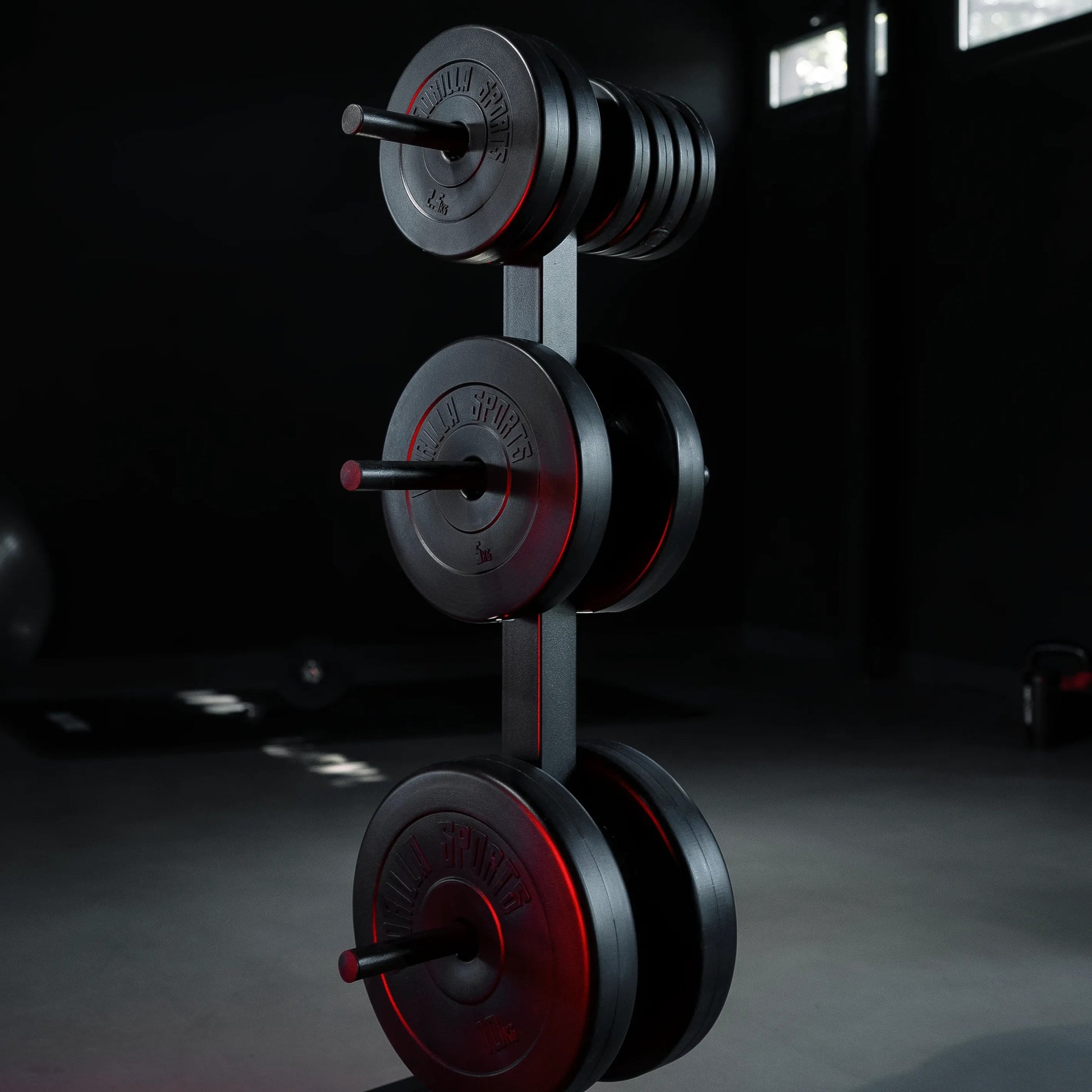 Hantelscheibenständer mit 3 Stangen 30/31 mm Schwarz/Weiß - Gorilla Sports DE