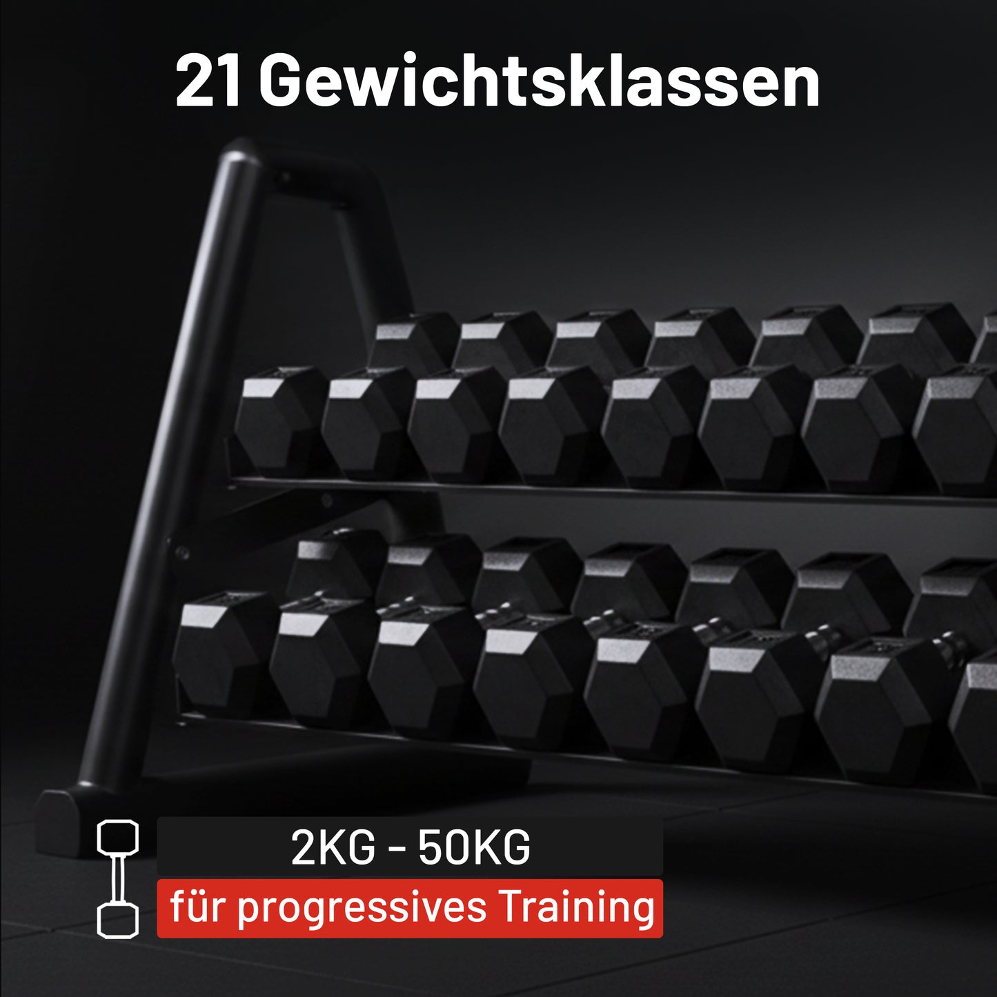 Hexagon Kurzhantel Gummi 2-50 kg