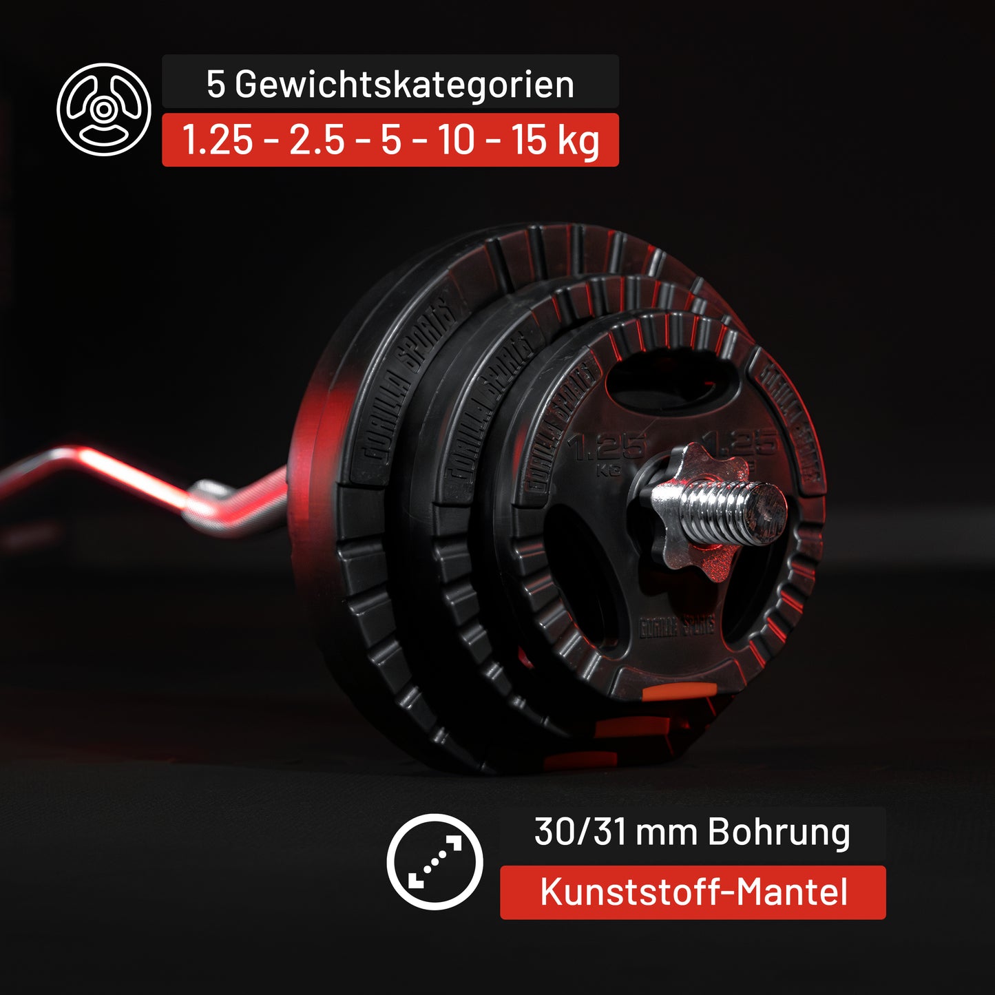 Hantelscheibe 30/31 mm Kunststoff Gripper 1,25-15 KG