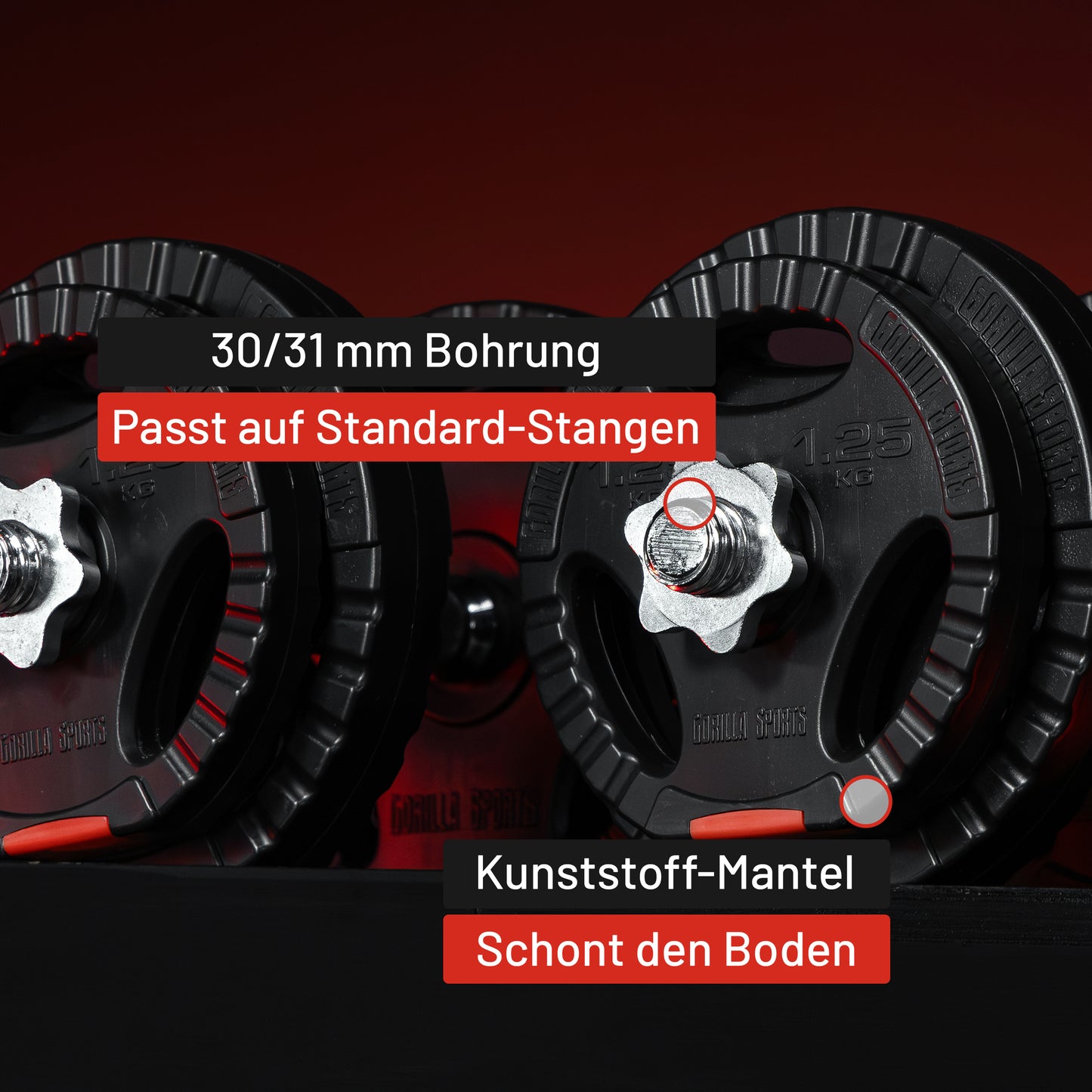 Hantelscheibe 30/31 mm Kunststoff Gripper 1,25-15 KG