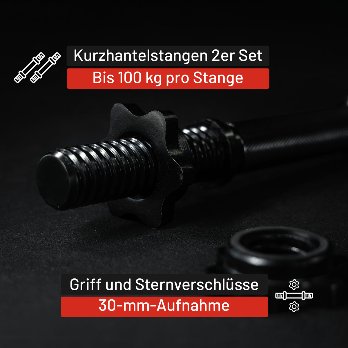 Kurzhantel 2er Set 35 cm mit Sternverschlüssen