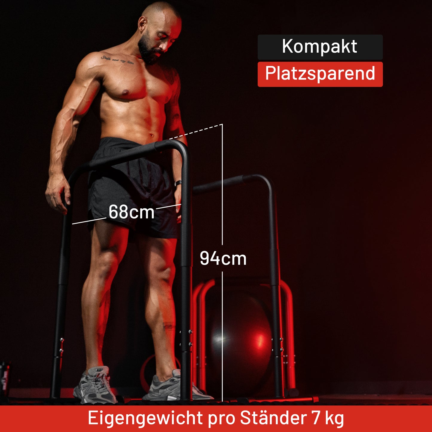 Push Up Stand Dip Barren Schwarz/Rot/Blau