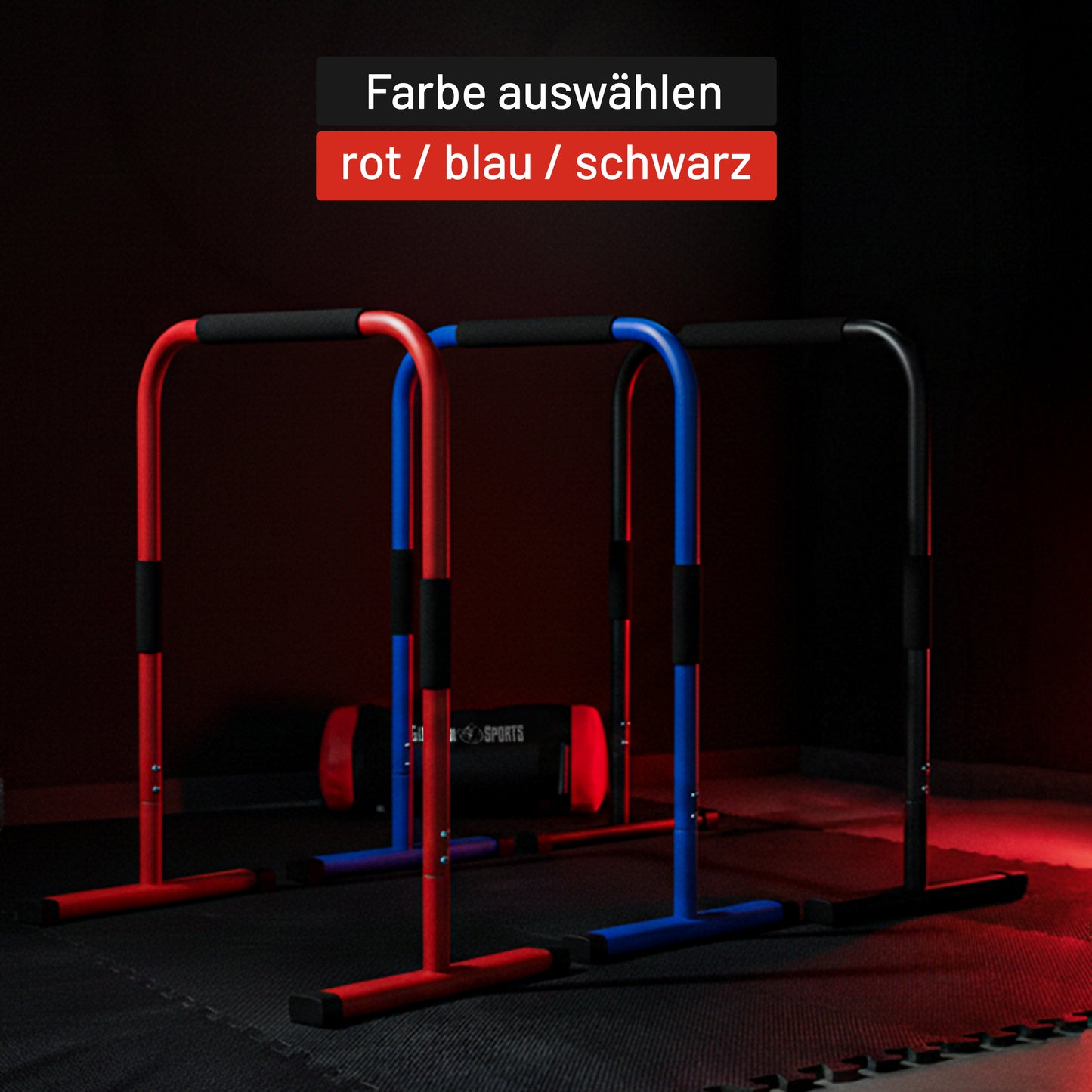Push Up Stand Dip Barren Schwarz/Rot/Blau