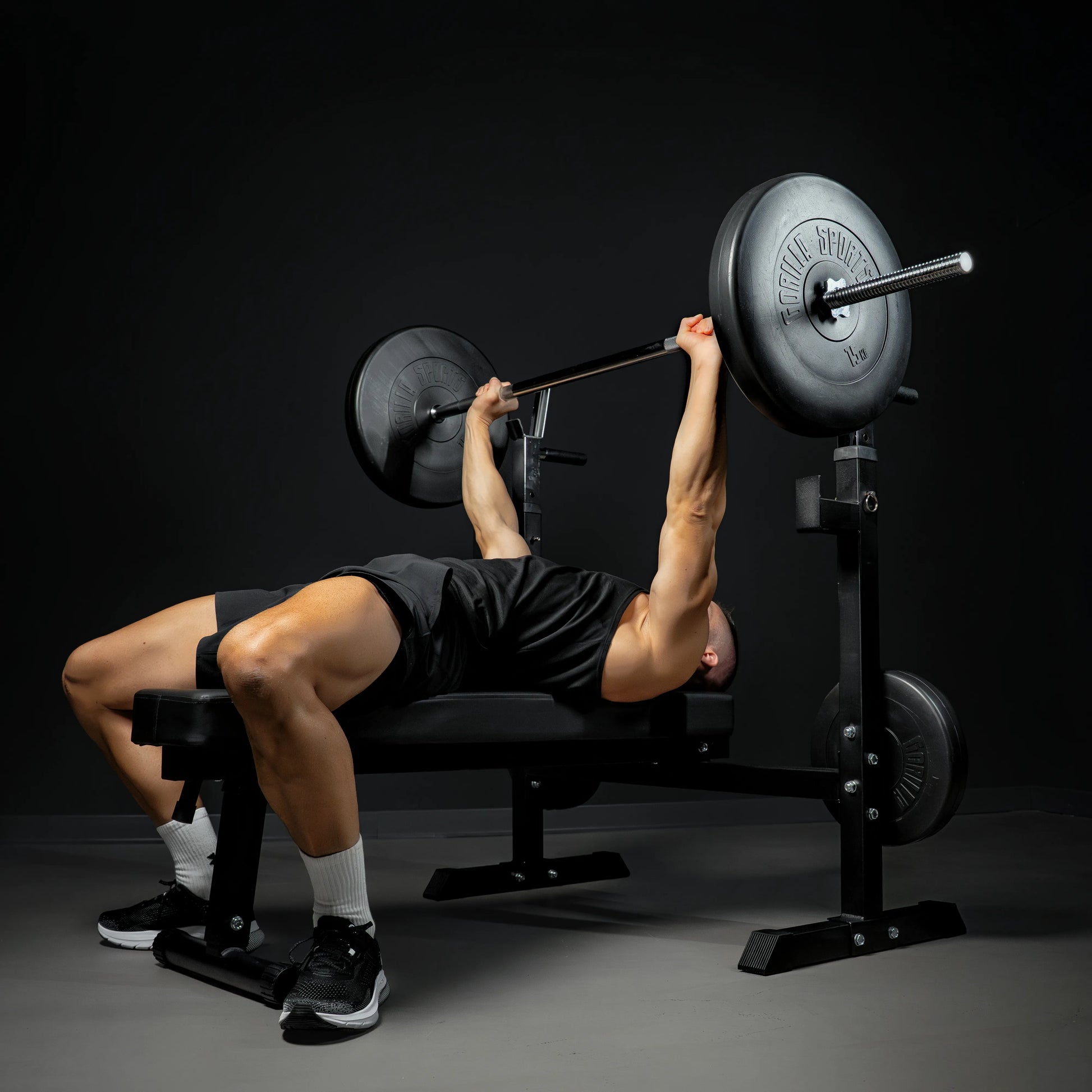 Hantelbank mit Ablage inkl. Hantelset - Gorilla Sports DE