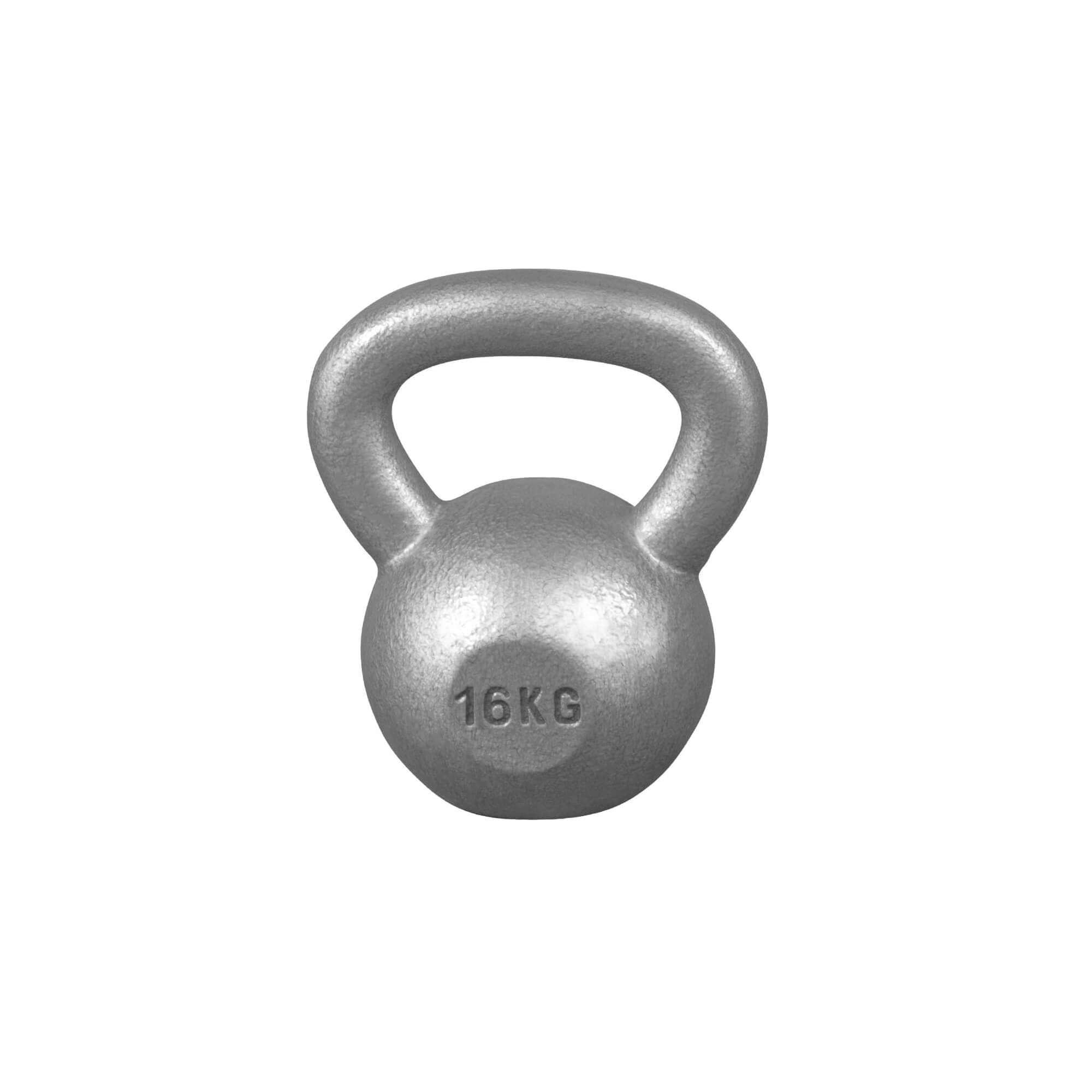 16 Gusseisen Kettlebell kg | Sports Gorilla Silber ✓