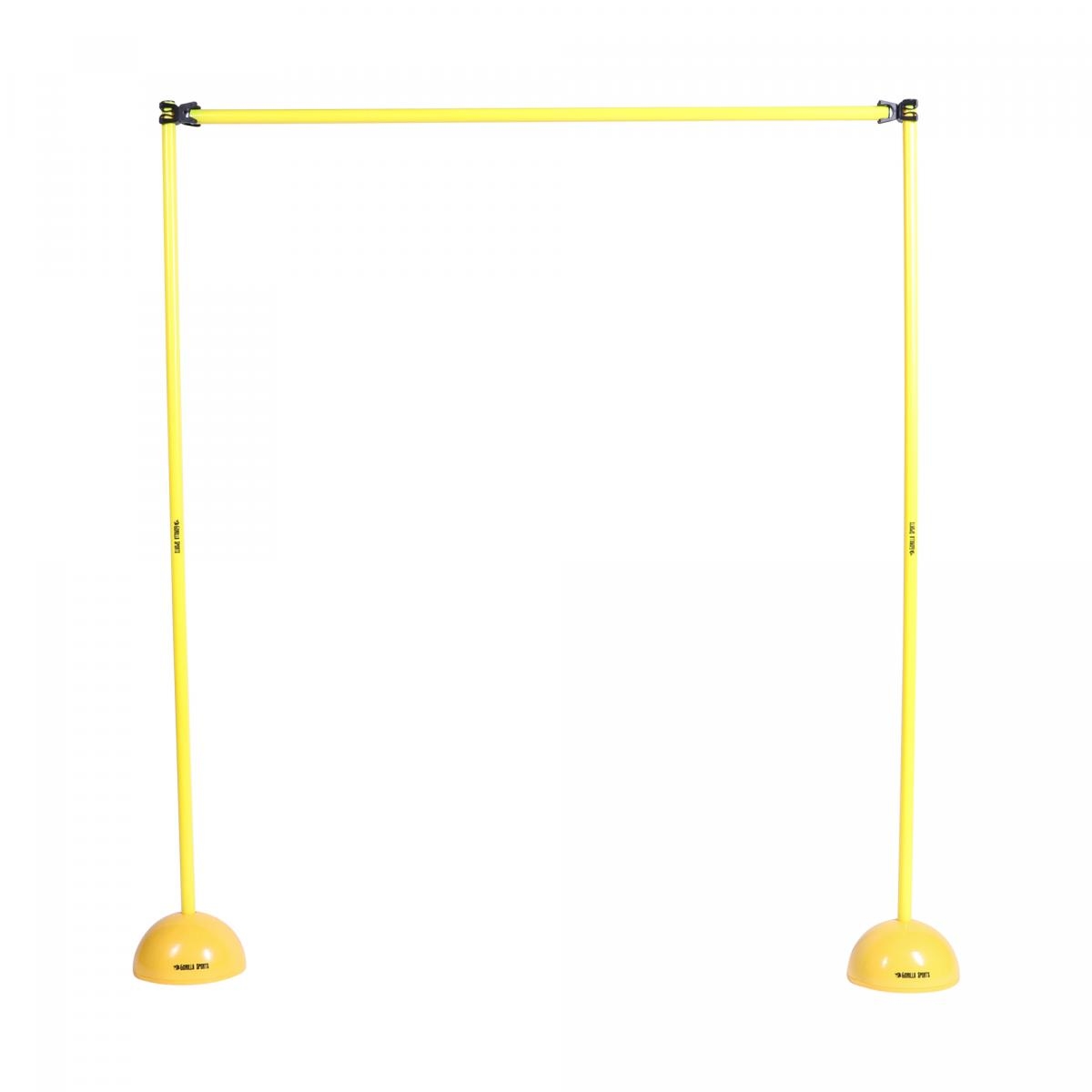 Sprungstangen-Set gelb 3 Stangen 120 cm, 2 Vollgummi-Standfüße, 2 Leiterhürden 