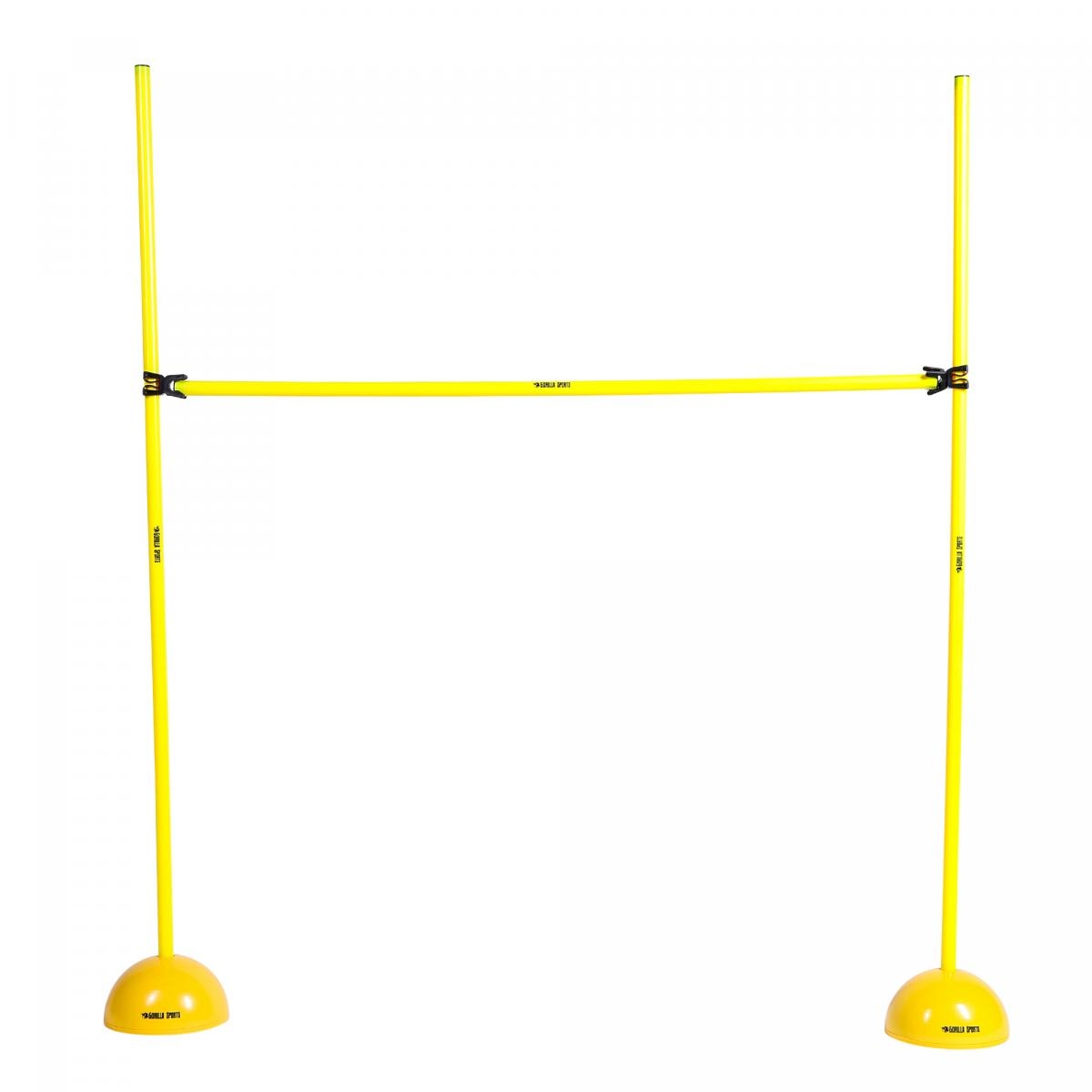 Sprungstangen-Set 3 Stangen 120 cm, 2 Vollgummi-Standfüße, 2 Leiterhürden gelb 